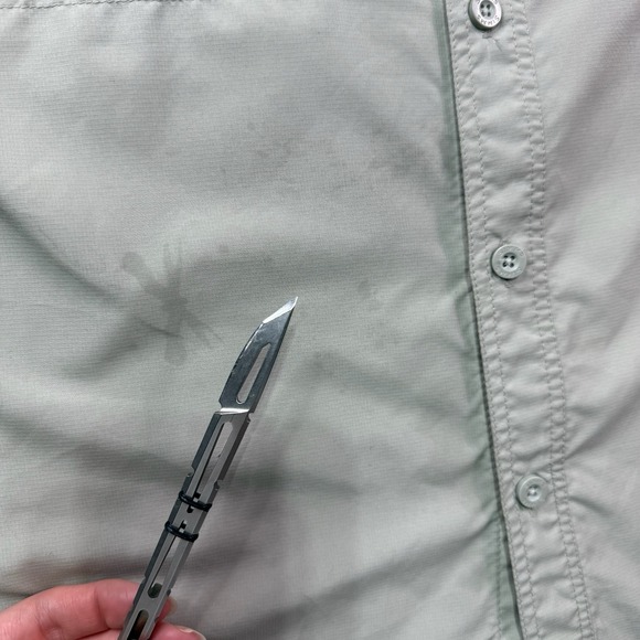 Simms Button Up Shirt Men XL Beige Long‎ Sleeve Fishing Gore Creek Fly Fisherman - Picture 12 of 16